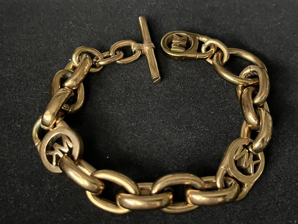MICHAEL KORS Rose Gold Toggle Chain Bracelet Padlock 6.75”
