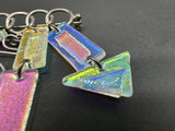 Vintage Sterling Silver Geometric Shapes on Bar Dichroic Handmade Brooch