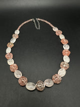 Floral Rose Quartz Necklace 19” 32Gs