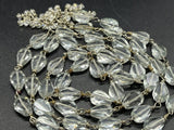 Vintage Crystal Glass Bead Lariat Tassel Chain Necklace 42” Long