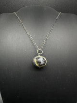 Round Quartz Gemstone Pendant Necklace Sterling Silver 925 18”