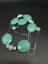 Amazonite 925 Sterling Silver Crystal Gemstone Necklace 22”