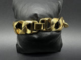 Vintage Kenneth Jay Lane KJL Textured Gold Chain Bracelet Cuban Curb Square Link