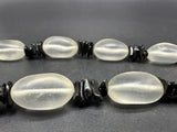 Vintage Frosted Glass Bead Necklace - 24”- Black