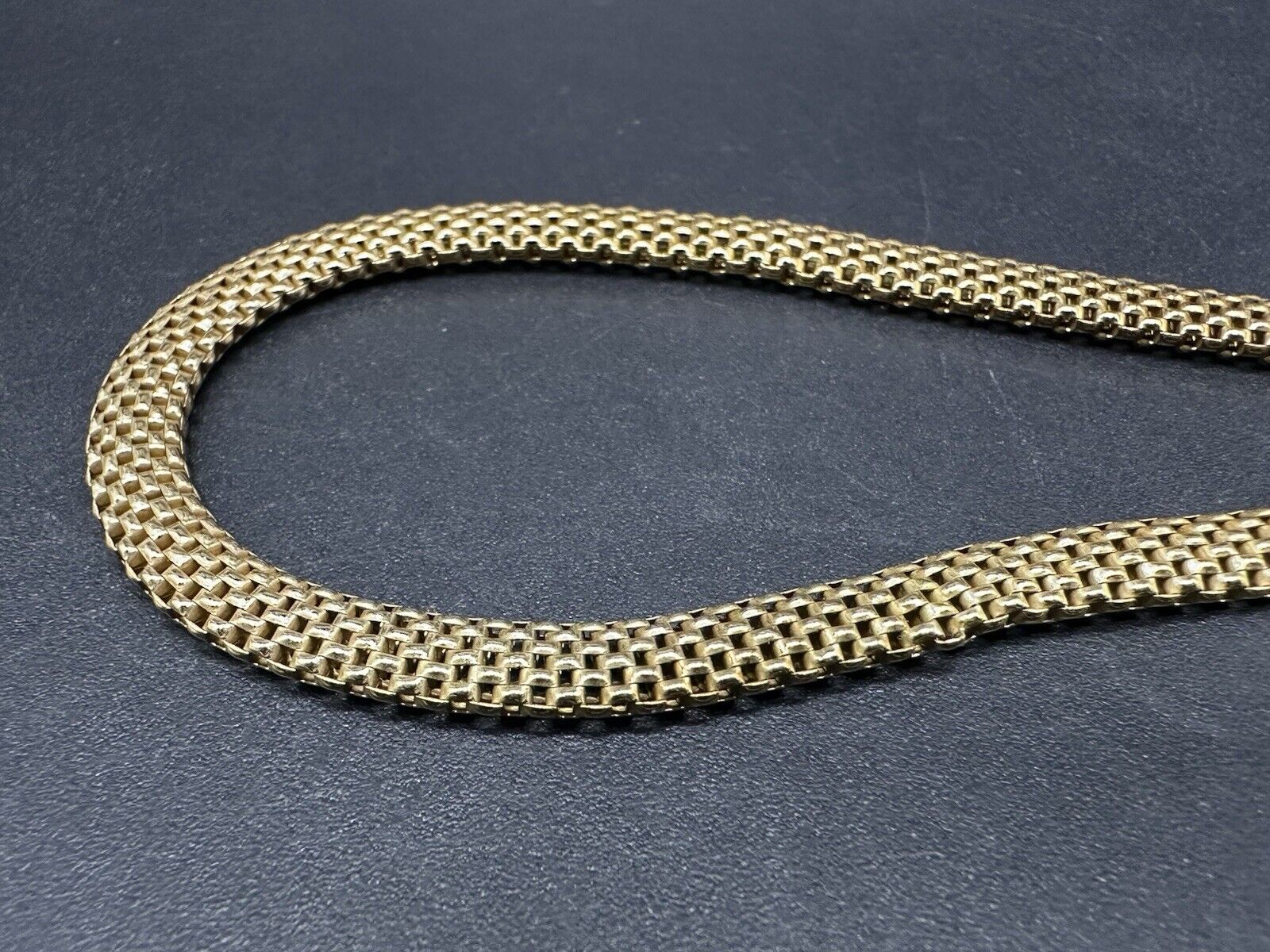 Vintage Unisex Sterling Silver Vermeil Mesh 8"  Bracelet