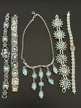Vintage Victorian Turquoise Faux Stone Lot Of Jewelry~ Missing Stones