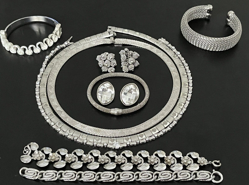 Vintage To Now Silver Tone Highend Statement  Jewelry Lot