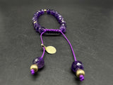 CID 10K Yellow Gold Bead Purple Amethyst Gemstone Bracelet Adjustable 6.75”