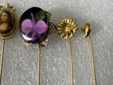 Vintage Monet Trifari Sarah Cov Stick Pins Lot of 4