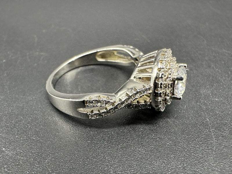 925 STERLING SILVER CZ HALO RING SIZE 6