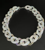 Curb Link Acrylic Translucent Chain Statement Necklace 17”~ 24mm Thick~