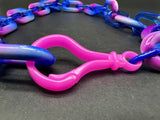 Blue & Pink Ombré Cable Chain Acrylic Link Necklace 20”