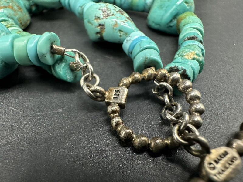 Barse Thailand 925 Stamped Chunky Turquoise Double Strand Bracelet