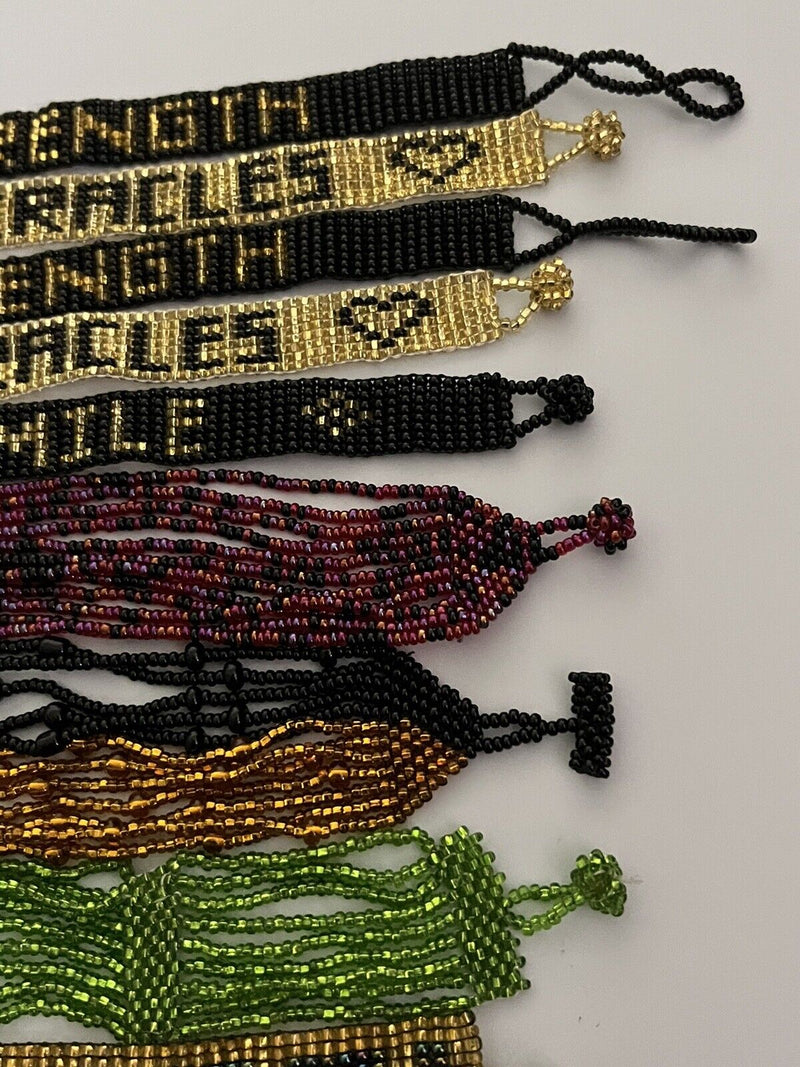 Lot Of 14 Beadwork Seed Beads Bracelets Mixed Jewelry Lot 1/2”-1” Wide