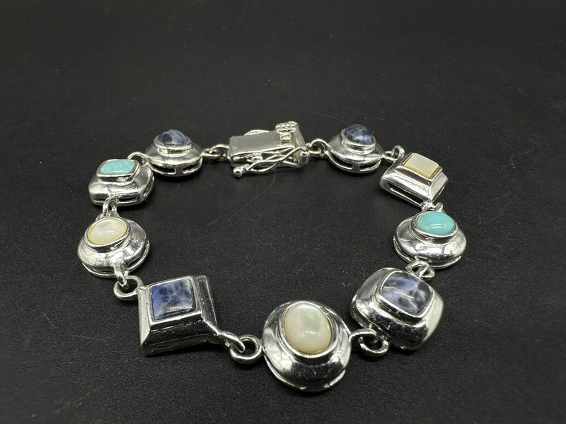 Sterling Silver Bracelet Multi Stone Bracelet 6.5”