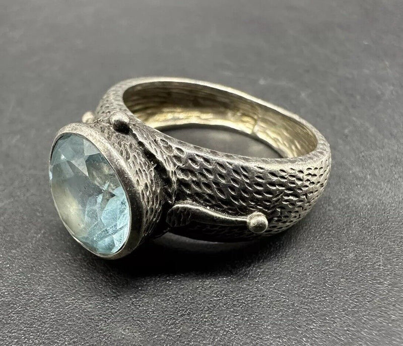 925 Sterling Silver - Blue Topaz Cocktail Ring Sz 9 - 7Gs