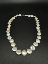 Sterling Silver Freshwater Coin Genuine Pearls 17”