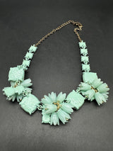 Greenish Blue Statement Collar Necklace 18"~Beautiful!
