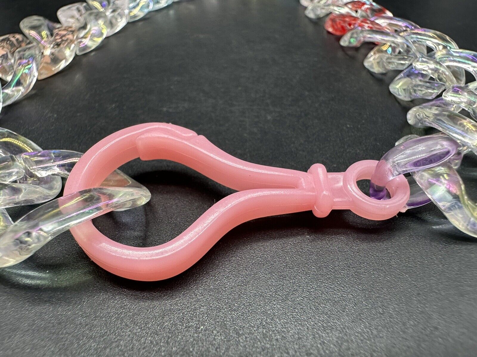 Multi Color Clear Translucent Chunky Cuban Link Necklace 18”