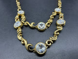 Vtg Bezel Set Crystal Rhinestone Gold Tone Necklace 20”