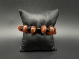 Woven Natural Old Carnelian And Onyx Stone Beads Wearable Bracelet 6-8"