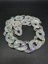 Curb Link Acrylic Translucent Chain Statement Necklace 16”