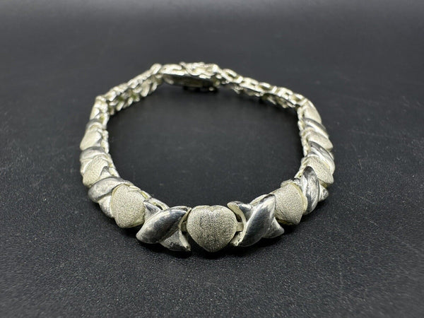 X and O Hugs and Kisses Sterling Silver 925 Link Bracelet 6.75”