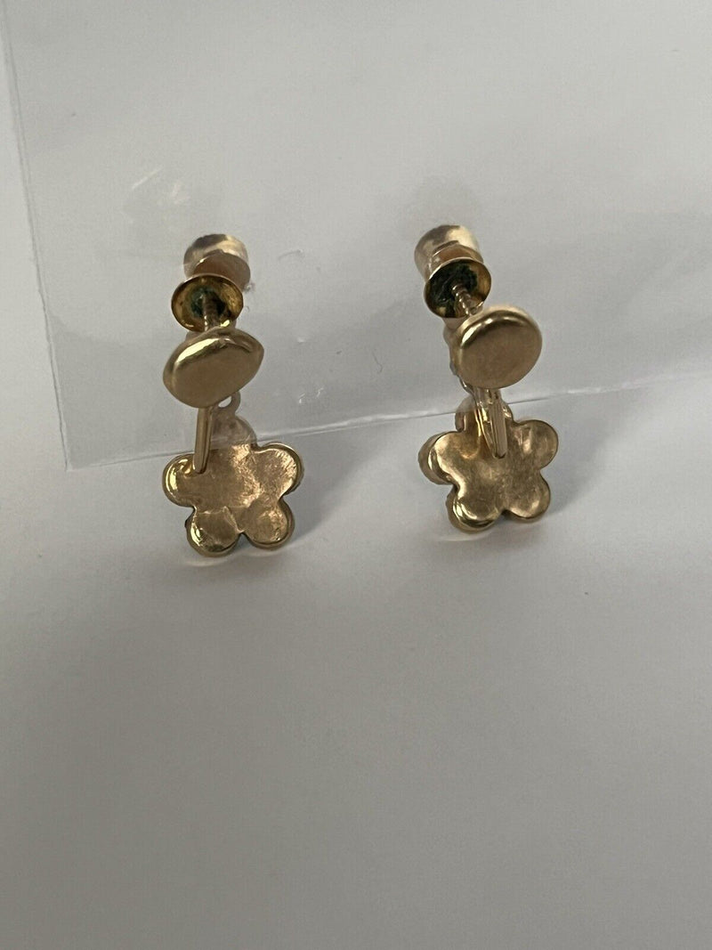 Antique 14k Gold Art Deco Style Flower Drop/Dangle Earrings 1” ~2.3 grams~