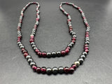 Vintage Garnet Hematite 4mm Beaded Necklace 30”