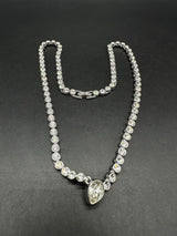 Silver Tone CZ Tennis Necklace Cubic Zirconia 18”