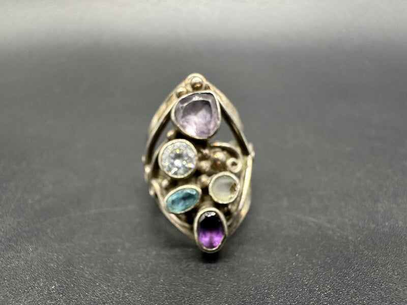 Sterling Silver .925 Amethyst Blue Stone Ring Sz6