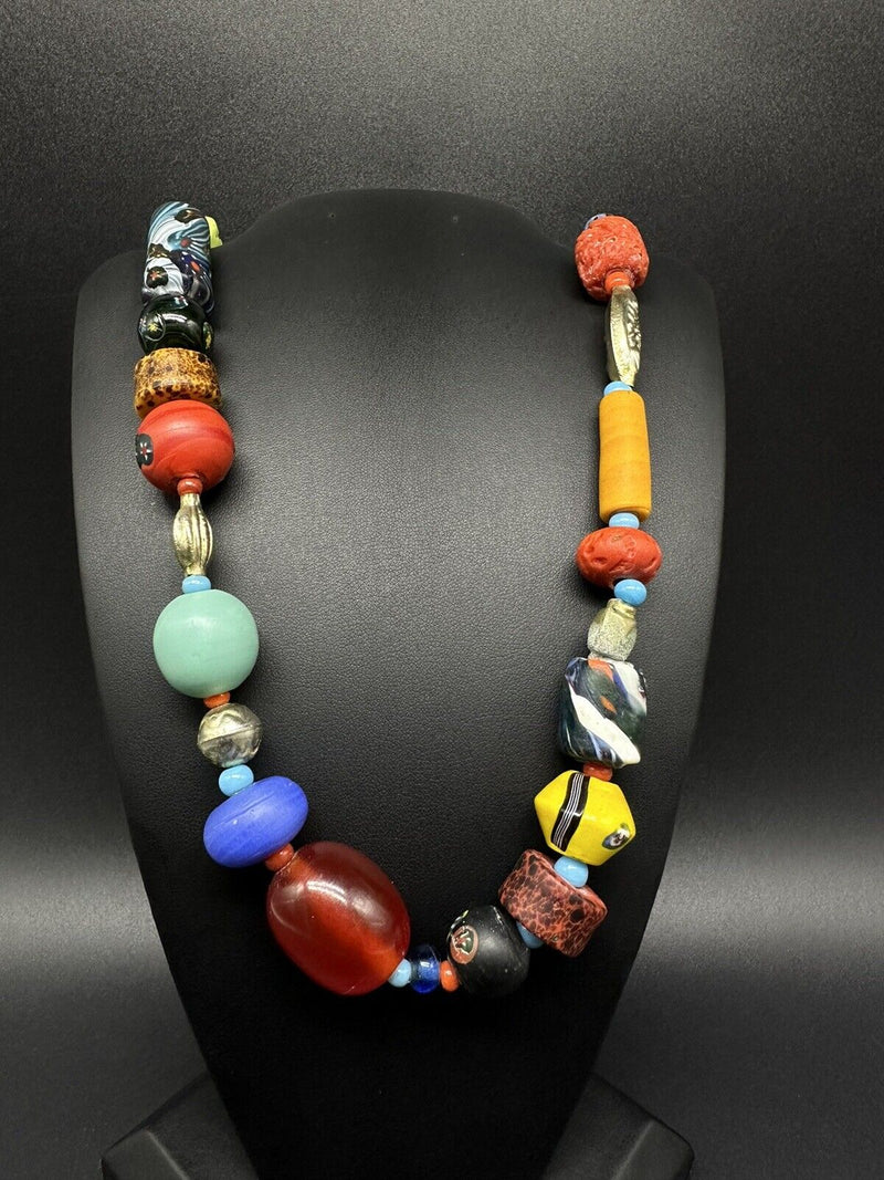 Bohemian Tribal Bead Necklace 40”