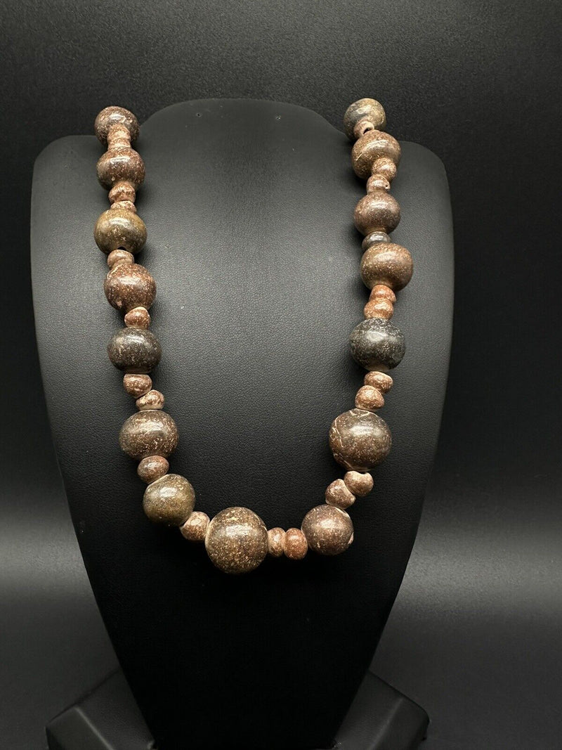 Ethnic Tribal Stone Bead Necklace -- 26”