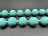 Vintage Turquoise Blue Japanese Glass 10 mm Beads Long Necklace 24”