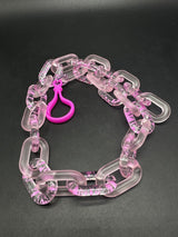 Pink Translucent Cable Link Frosted Acrylic Chain Link Necklace 20”~Cute!!!