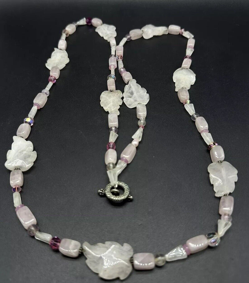 Rose Quartz Pink Natural Gemstone 40” Necklace