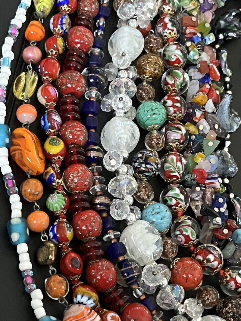 Lot of Assorted Millefiori & Art Glass Beaded Jewelry 12pcs