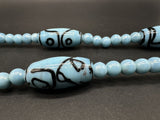 Vintage Blue Lampwork Glass Beaded Necklace 21”