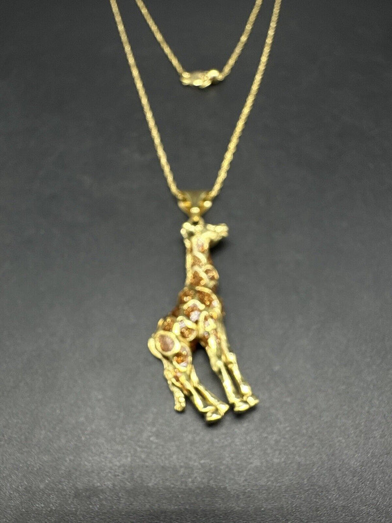 Karizia Spa KA 1772 Italy 925 Silver 24" Chain Giraffe Charm Pendant Necklace