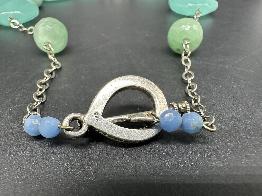 Amazonite 925 Sterling Silver Crystal Gemstone Necklace 22”