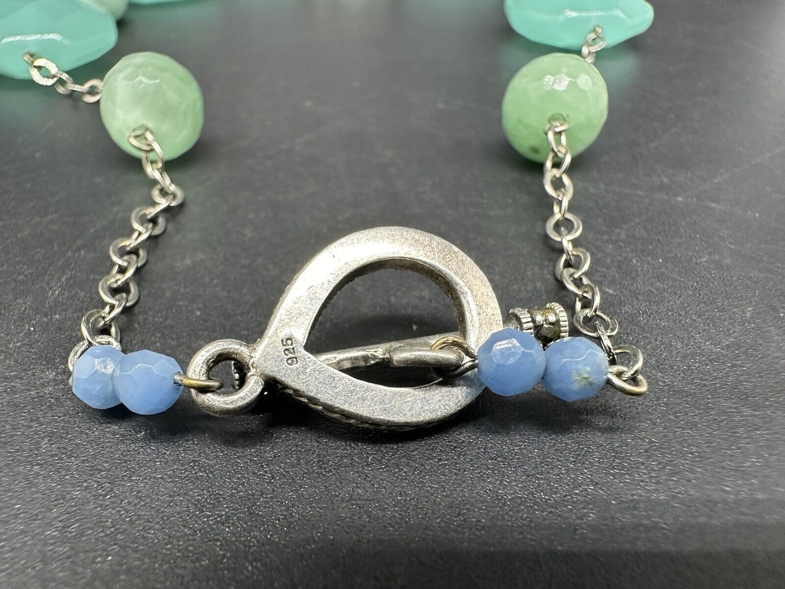 Amazonite 925 Sterling Silver Crystal Gemstone Necklace 22”