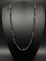 Vintage Garnet Hematite 4mm Beaded Necklace 30”