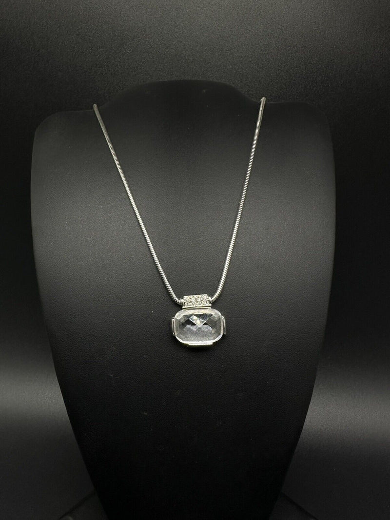 Silver Tone Swarovski CRYSTAL Pendant Necklace 17"