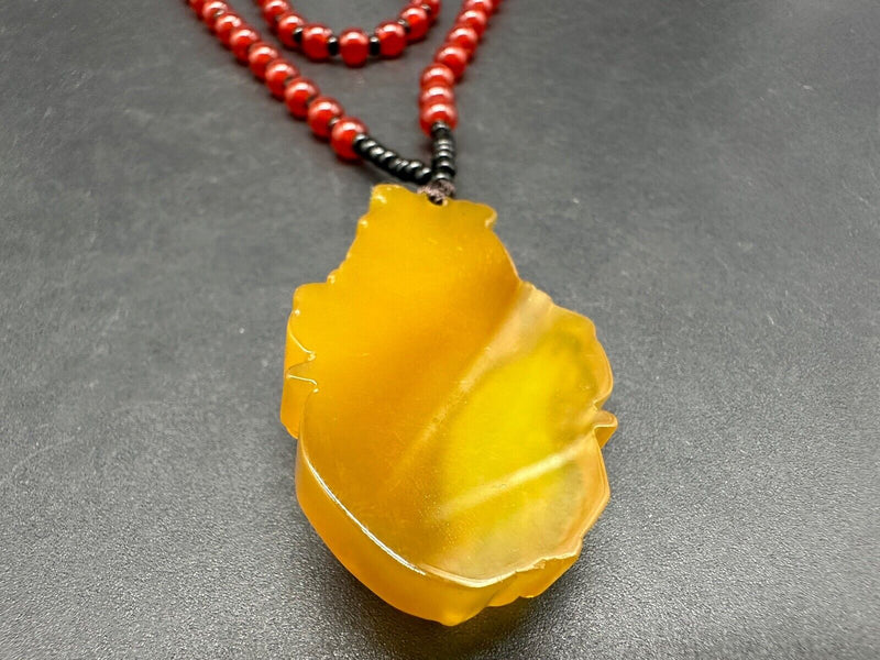 Agate Beaded Pendant Necklace 26”