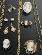 28 Piece Vintage and Modern Estate Cameo Mixed Style Costume Jewelry Lot