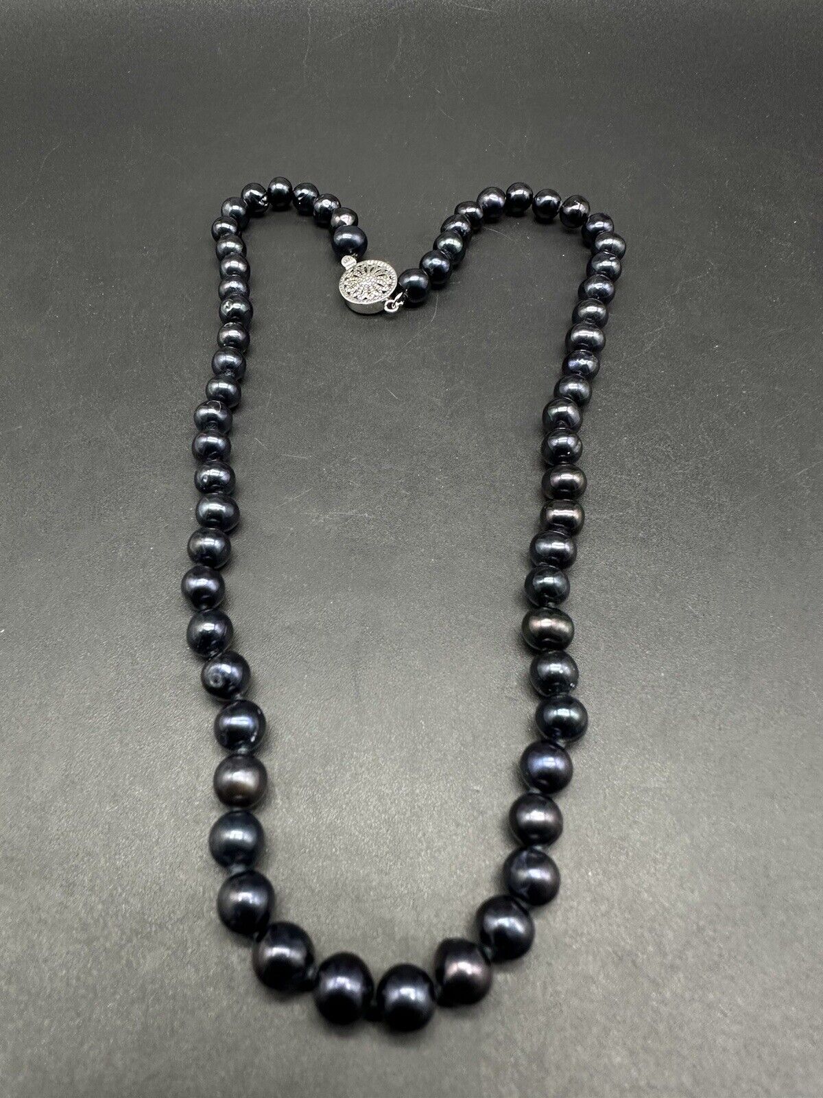 Black Baroque Genuine Pearl Necklace 18”