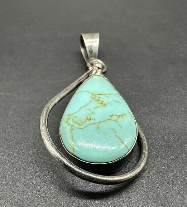 Vintage Sterling Silver with Turquoise Pendant Made in Mexico 15Gs