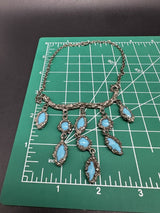 Vintage Unknown Metal Faux Turquoise Bib Necklace