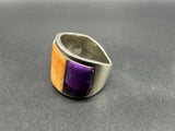 925 Sterling Silver Multi Gemstone Inlay Ring  Size 9