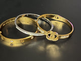 High End Hinged Bangle Statement Bracelet Lot Of 4